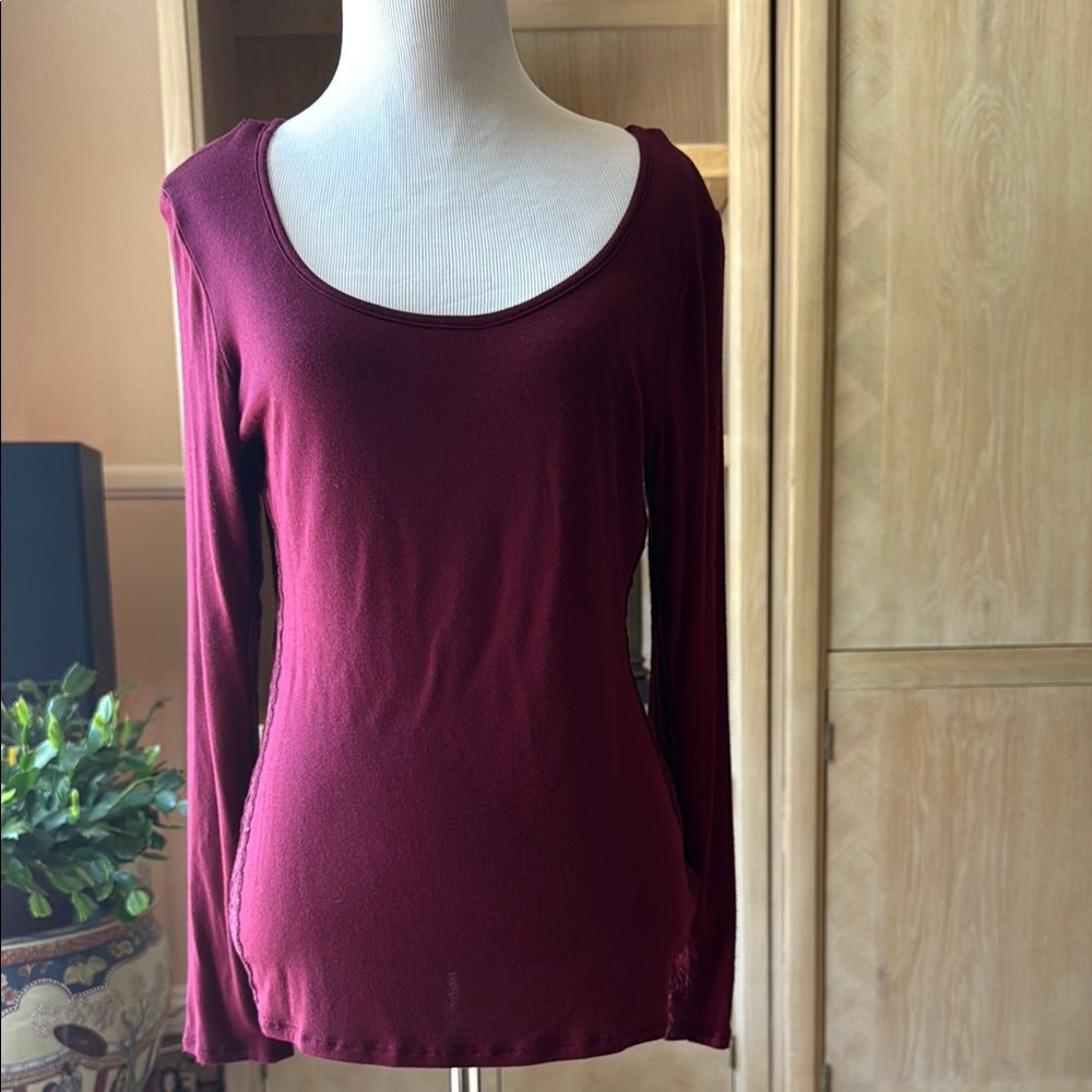 Bebe Red Fitted Blouse with Long Sleeves